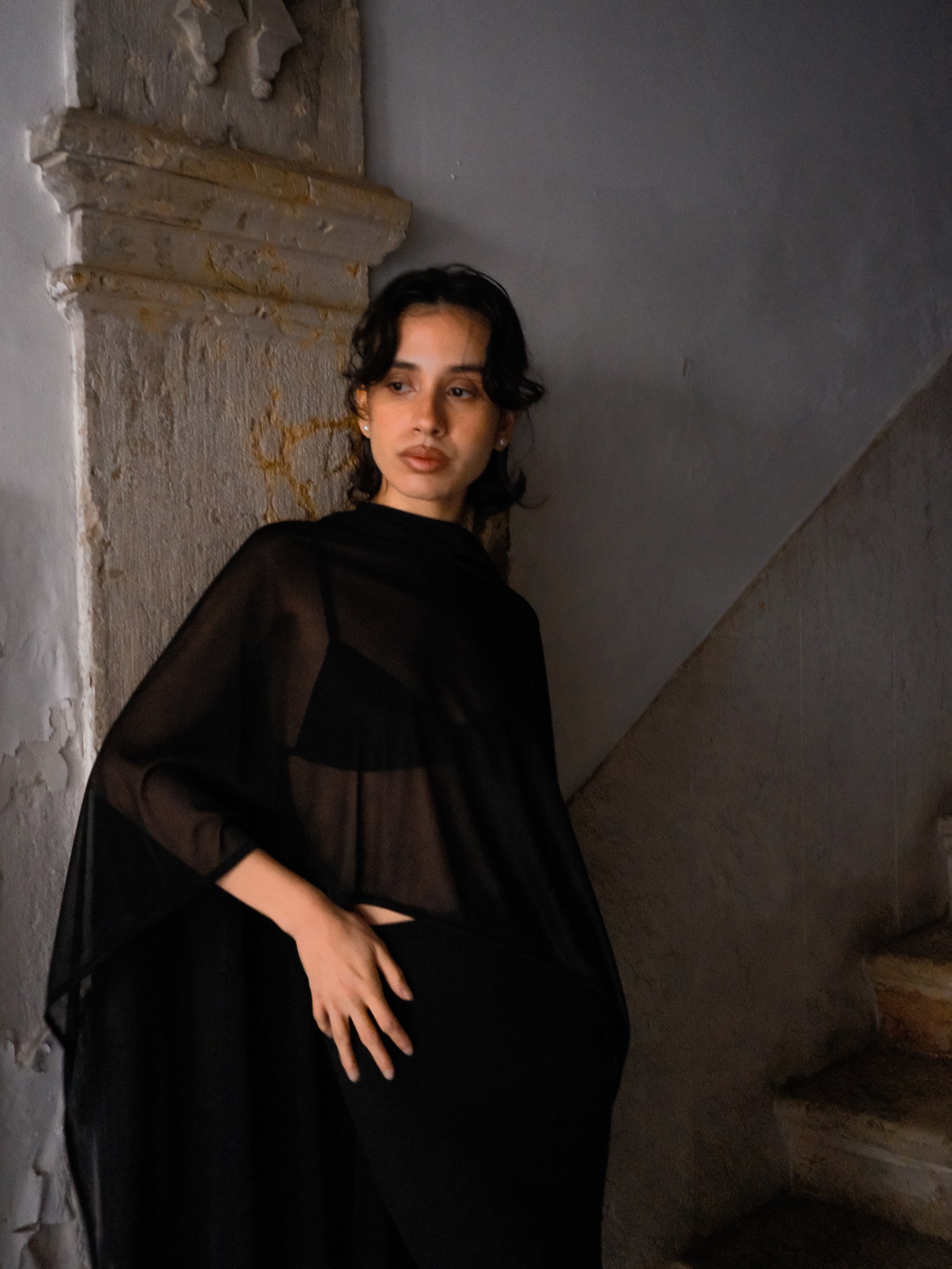 DRESS OVER CAPE - midnight black – SISANDI