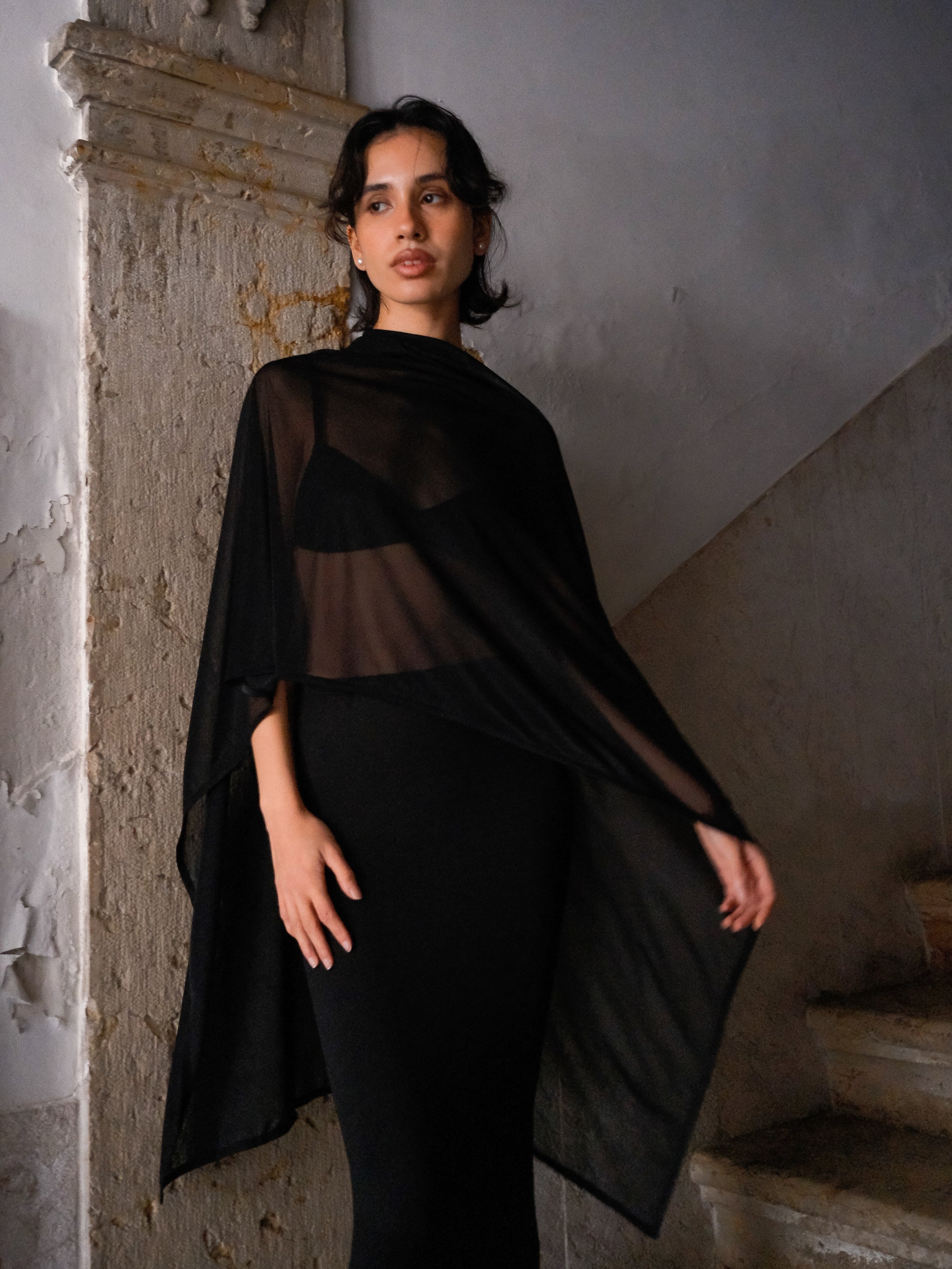 DRESS OVER CAPE - midnight black – SISANDI